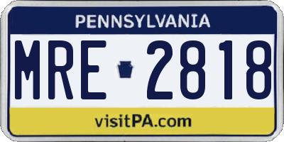 PA license plate MRE2818