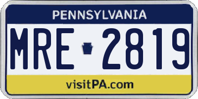 PA license plate MRE2819