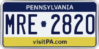 PA license plate MRE2820