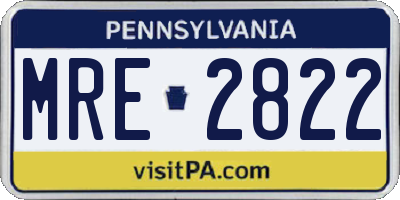 PA license plate MRE2822