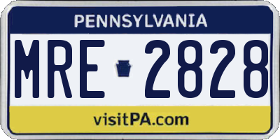 PA license plate MRE2828