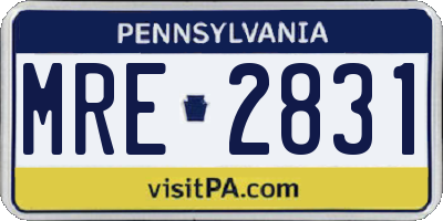 PA license plate MRE2831