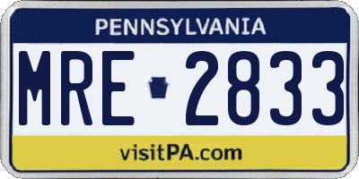 PA license plate MRE2833