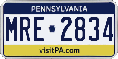 PA license plate MRE2834
