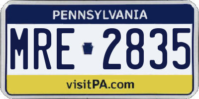 PA license plate MRE2835