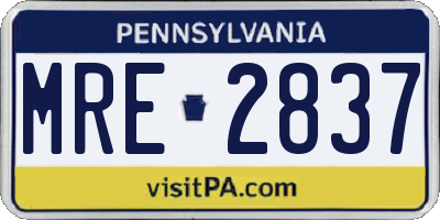 PA license plate MRE2837