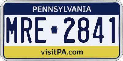 PA license plate MRE2841