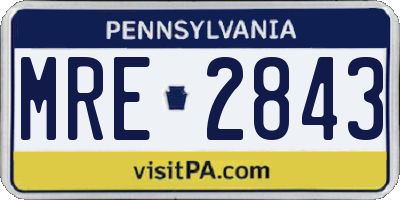 PA license plate MRE2843