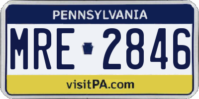 PA license plate MRE2846