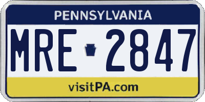 PA license plate MRE2847