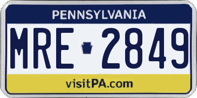 PA license plate MRE2849