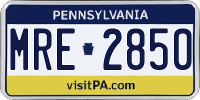 PA license plate MRE2850