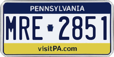 PA license plate MRE2851