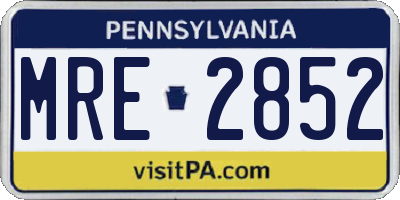 PA license plate MRE2852