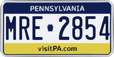 PA license plate MRE2854