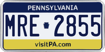 PA license plate MRE2855