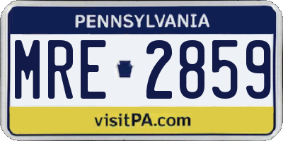 PA license plate MRE2859