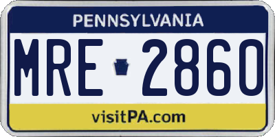 PA license plate MRE2860