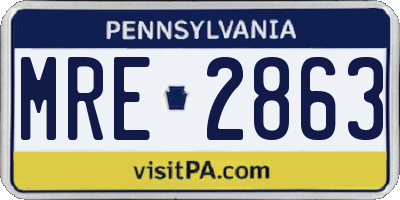 PA license plate MRE2863