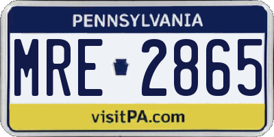 PA license plate MRE2865