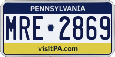 PA license plate MRE2869