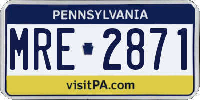 PA license plate MRE2871