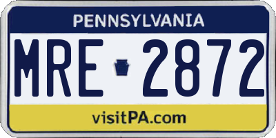 PA license plate MRE2872