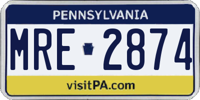 PA license plate MRE2874