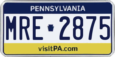 PA license plate MRE2875