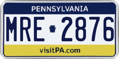 PA license plate MRE2876