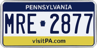 PA license plate MRE2877