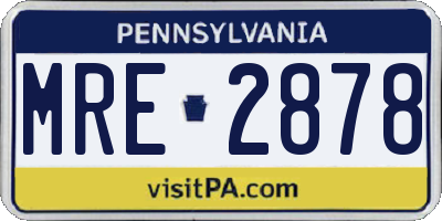 PA license plate MRE2878