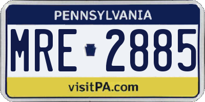 PA license plate MRE2885