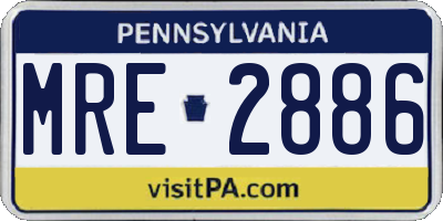 PA license plate MRE2886