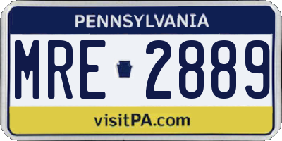 PA license plate MRE2889