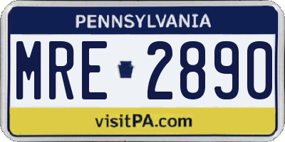 PA license plate MRE2890