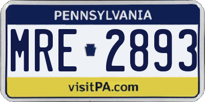 PA license plate MRE2893