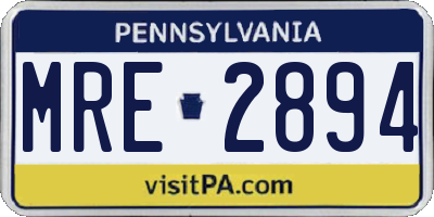 PA license plate MRE2894