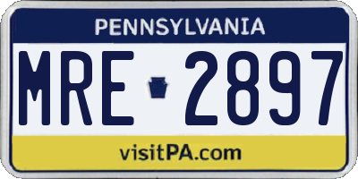PA license plate MRE2897