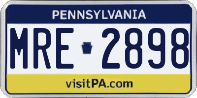 PA license plate MRE2898