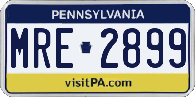 PA license plate MRE2899