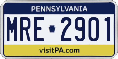 PA license plate MRE2901