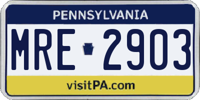 PA license plate MRE2903
