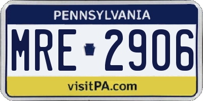 PA license plate MRE2906