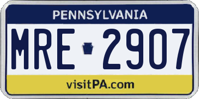 PA license plate MRE2907