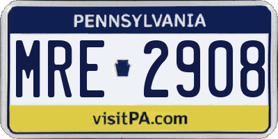 PA license plate MRE2908