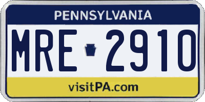 PA license plate MRE2910