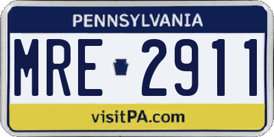 PA license plate MRE2911