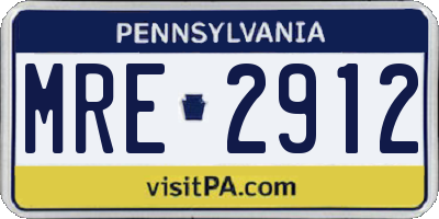 PA license plate MRE2912
