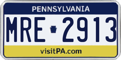 PA license plate MRE2913